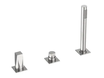 ALINE 49028 - Deck mounted 3 hole stainless steel bathtub tap with hand shower by Rubinetterie Frattini - view 2